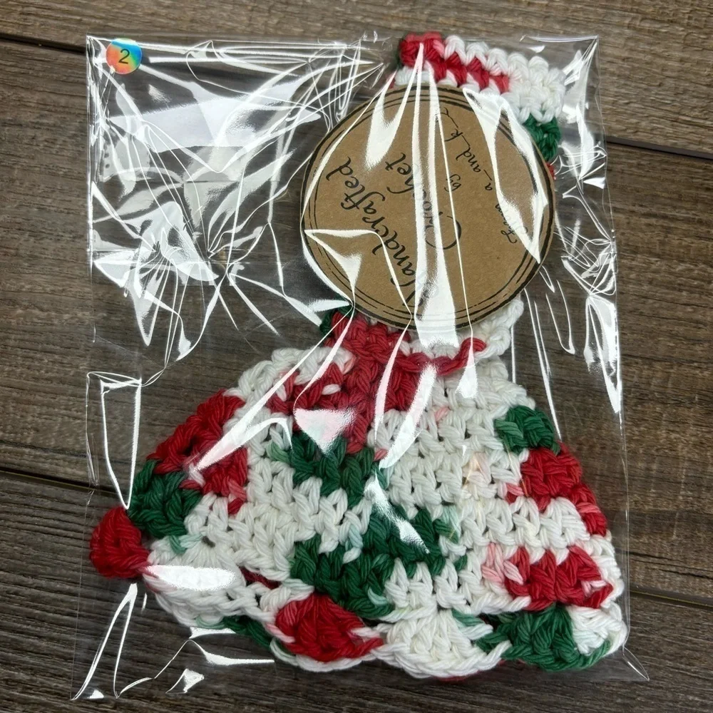 Kitchen Tea Hand Towel‎ Topper Holder Christmas Holiday Cotton Crochet by Seller